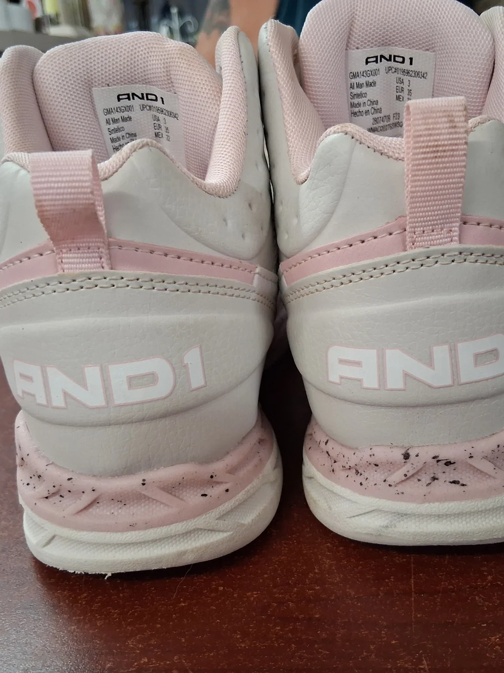 Kids High-Top Sneakers in White and Light Pink